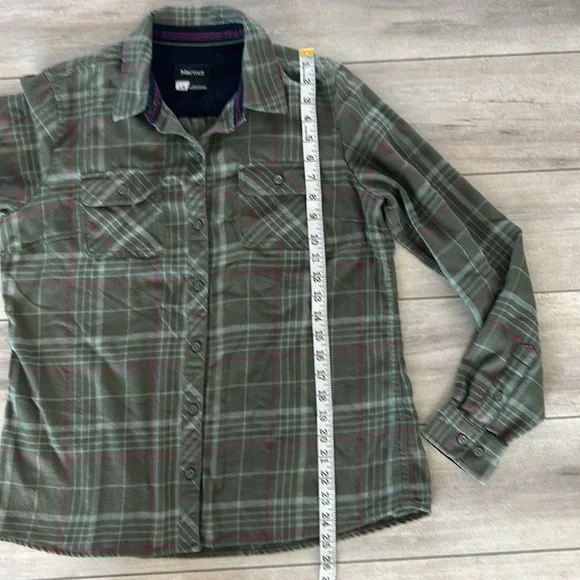 Marmot Bridget Long sleeve green flannel shirt women's size large - Picture 5 of 6